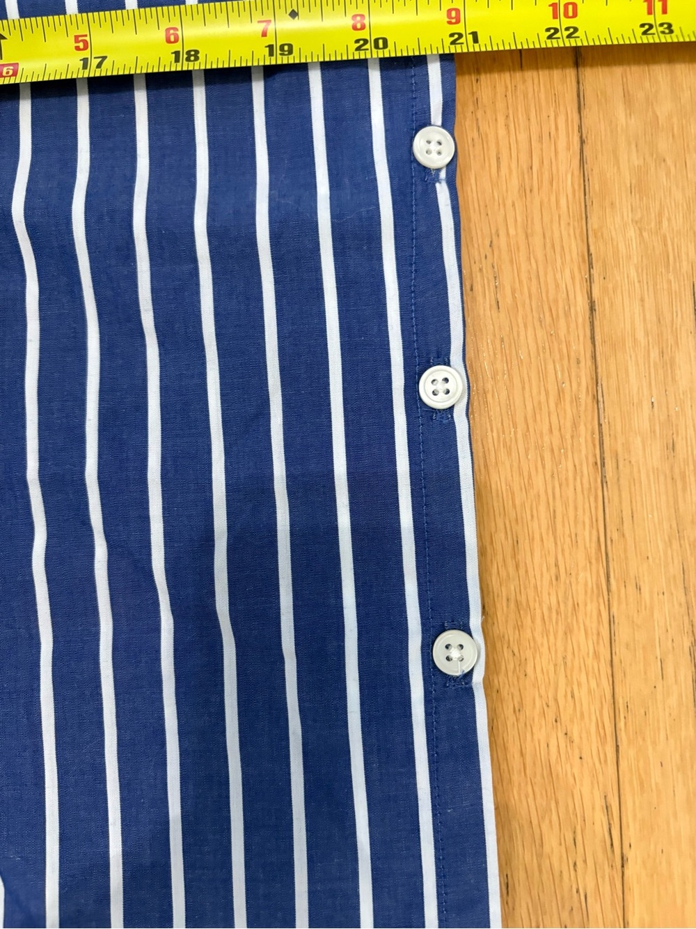 J.Crew Ciel Striped Cotton Poplin Boatneck Side Button Top Blue White XS - Picture 7 of 9